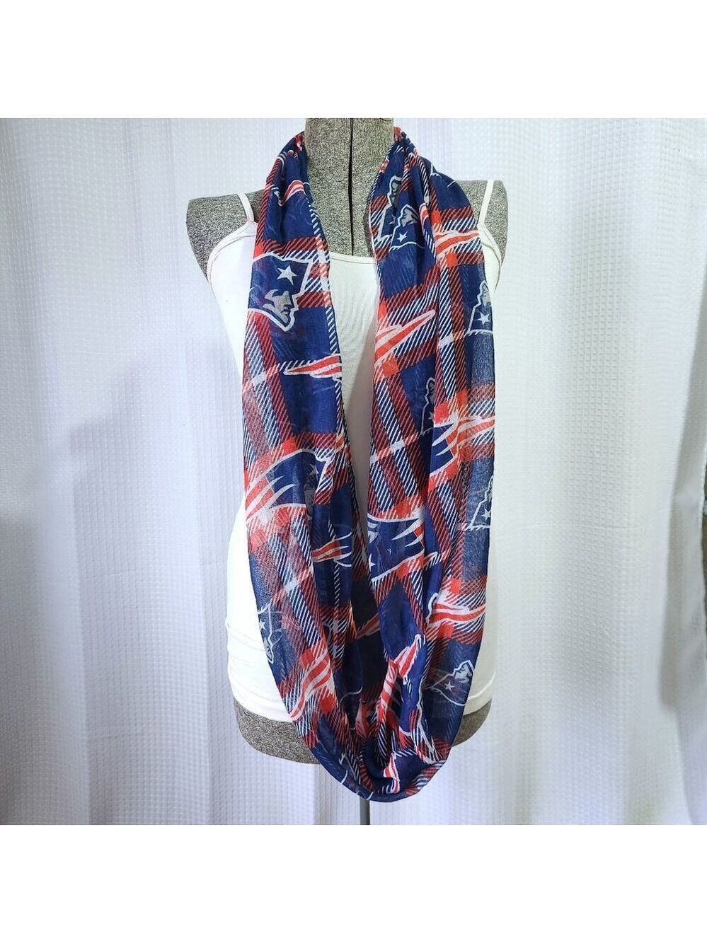 New England Patriots Infinity Scarf Sheer Blue Red White Unisex Adult Po…